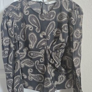 Zara Black Paisley Women's Top